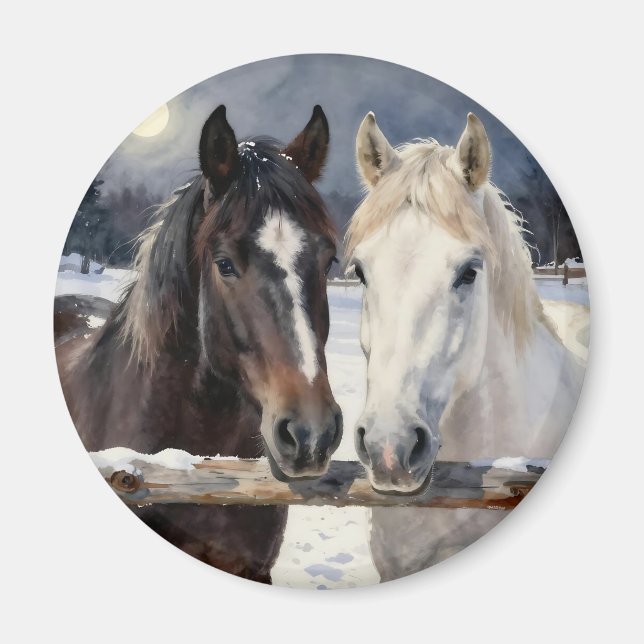 Imã Dois Cavalos numa Fazenda Nevada sob a Lua (Frente)