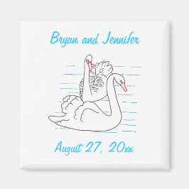 Imã Dois Cisnes Pretas Desenho Guarde os ímãs de data