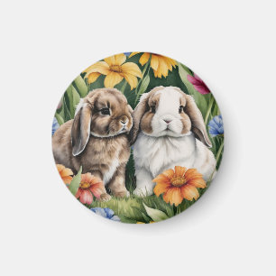 Imã Dois coelhos coelhos coelhinhos de Lop Pequeno