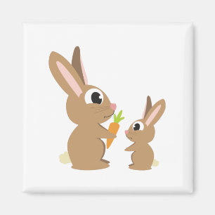 Imã Dois Coelhos Cujos Compartilham Cenoura
