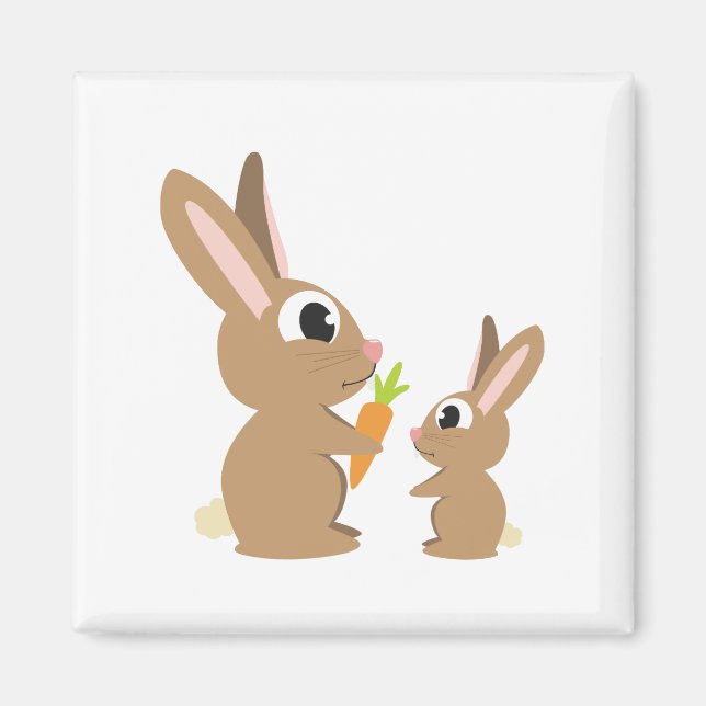 Imã Dois Coelhos Cujos Compartilham Cenoura (Frente)