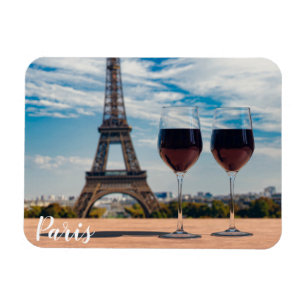 Ímã Dois copos de vinho com torre Eiffel