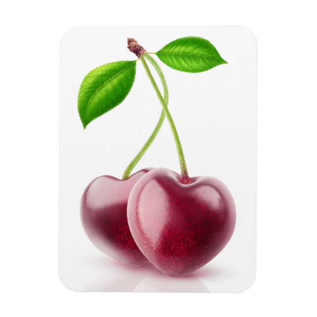 Ímã Dois corações de cereja (Vertical)