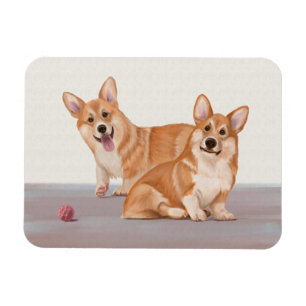 Ímã Dois Corgis Cute