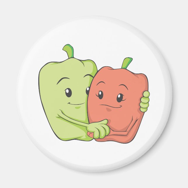 Imã Dois Doces Pimentos De Bell Abraçando-Se (Frente)