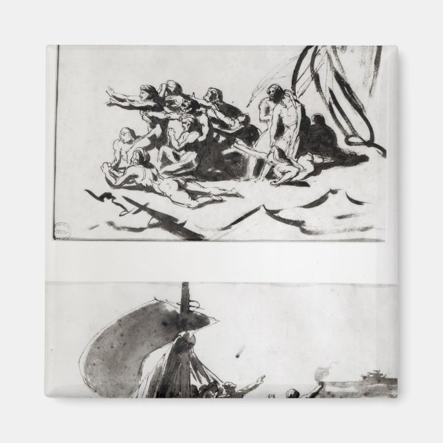 Imã Dois esboços para A Arca da Medusa, c.1819 (Frente)