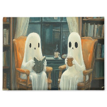 Dois Fantasmas Aconchegantes Bebendo Chá