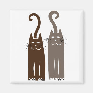 Imã dois gatos bonitos (marrom)