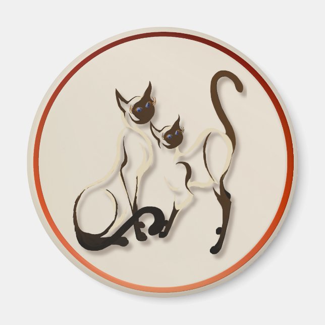 Imã Dois Gatos Siameses (Frente)