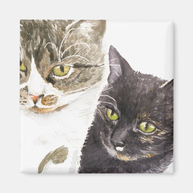 Imã Dois gatos - tabby e tortie (Frente)