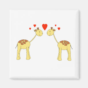 Imã Dois girafas enfrentando com corações. Desenhos