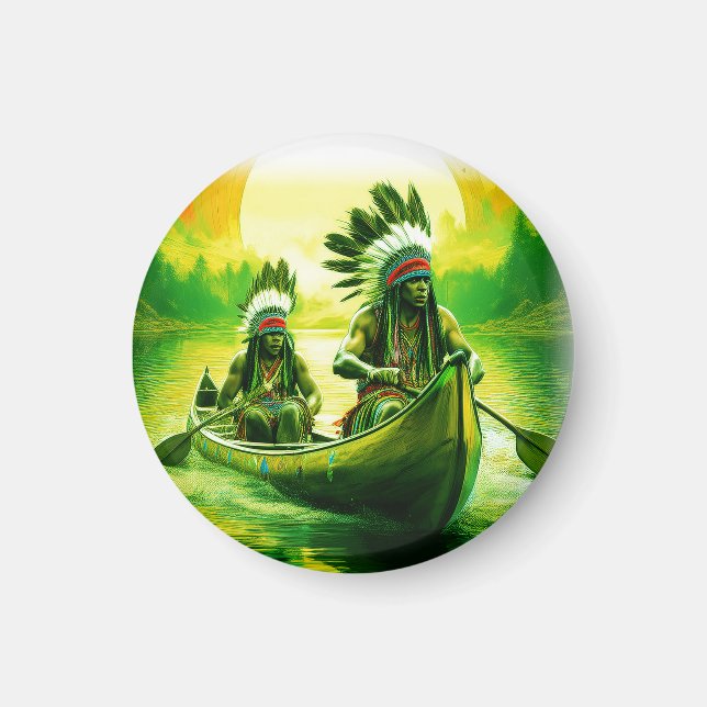 Imã Dois índios Estão Removendo No Lago (Frente)