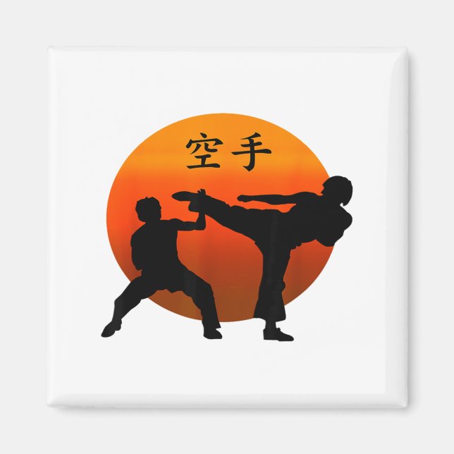 Imã Dois Lutadores de Karate Com Sol Nascente e Karate (Frente)