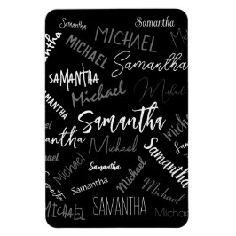 Ímã Dois nomes casal padrão monograma cinza preta bran