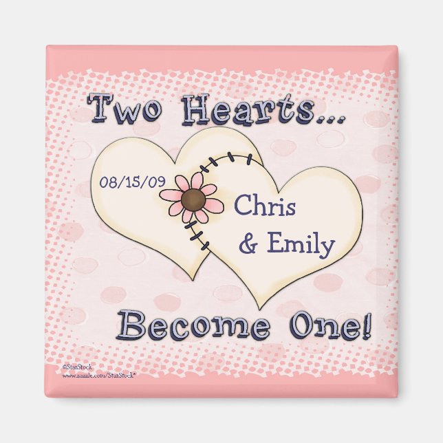 Imã Dois Parabéns de Casamento de Corações, Chris... (Frente)