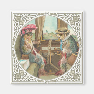 Imã Dois peixes antropomórficos num comboio