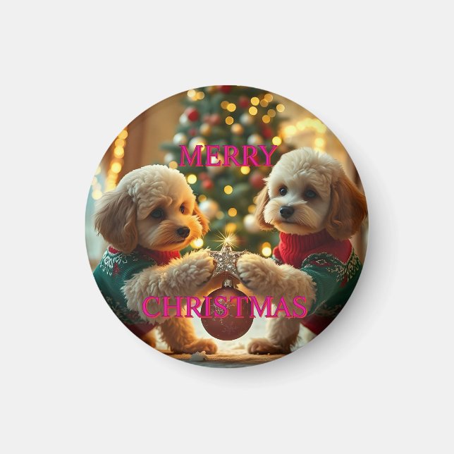 IMÃ DOIS POODLES COMEMORANDO O NATAL (Frente)