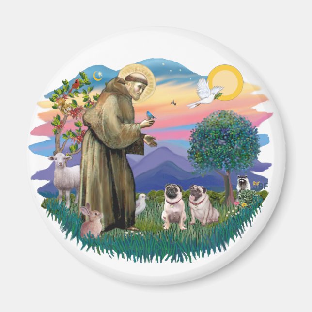 Imã Dois Pugs (cor de veado) (Frente)