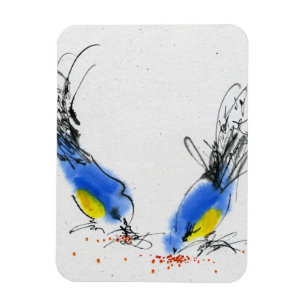 Ímã Dois titmouses pequenos que pecking a grão.