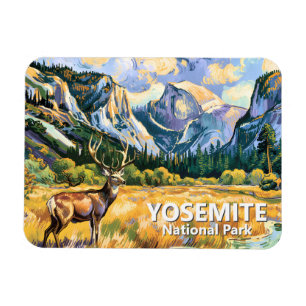 Ímã Dome Meio Vintage Yosemite Veado Animal Van Gogh