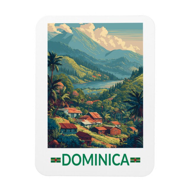 Ímã Dominica Travel Art Vintage (Vertical)