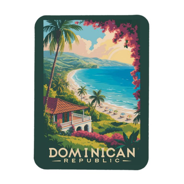 Ímã Dominican Republic Beach Illustration Travel Art (Vertical)