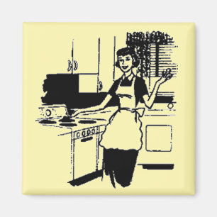 Imã Dona de casa retrô dos anos 50 na cozinha