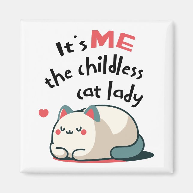 Imã Dona de Gato Sem Filhos Fofa (Frente)