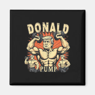 Imã Donald Pump Trump Musculação Divertido Retro Meme