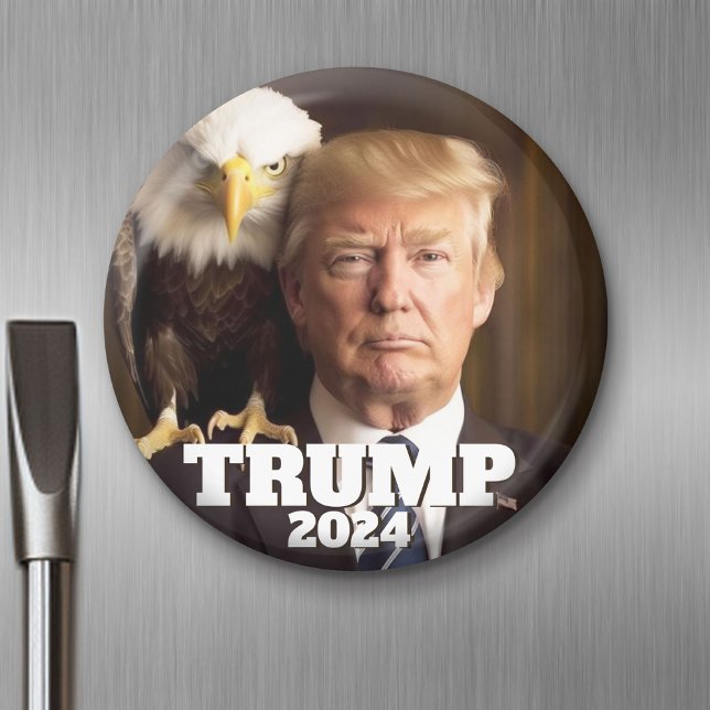 Imã Donald Trump 2024 Foto - águia careca no ombro (Custom Magnet)