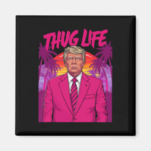 Imã Donald Trump Retro Vintage Vibe Rosa Arte Divertid