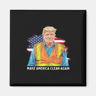 Imã Donald Trump Vestindo Colete de Trabalhador de Gar