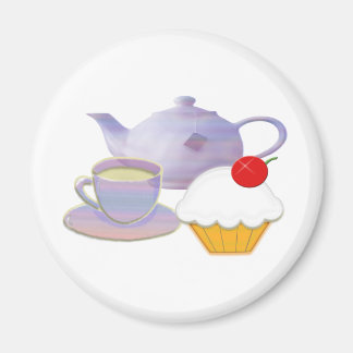 Imã Dons de arte do chá e do cupcake de cereja