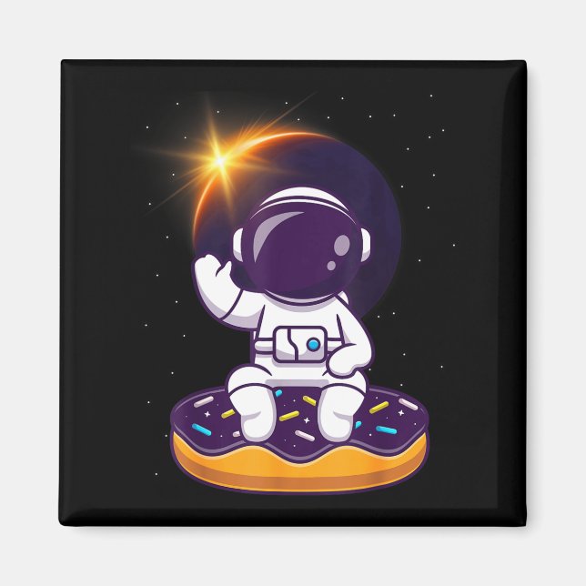 Imã Donut de Astronauta Fofo Eclipse Solar Total (Frente)