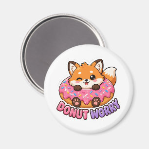Imã Donut Fofinho de Raposa Kawaii Não se Preocupe Pia