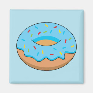 Imã Donut Glacê Azul com Purpurina Cartoon
