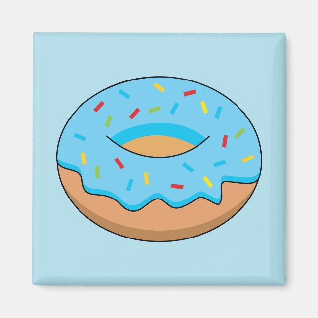 Imã Donut Glacê Azul com Purpurina Cartoon (Frente)