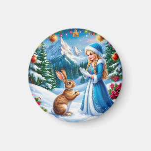 Imã Donzela de Neve em Cena de Floresta Invernal Com c