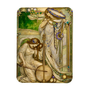 Ímã Donzelas da Música Art Nouveau Ilustração Vintage