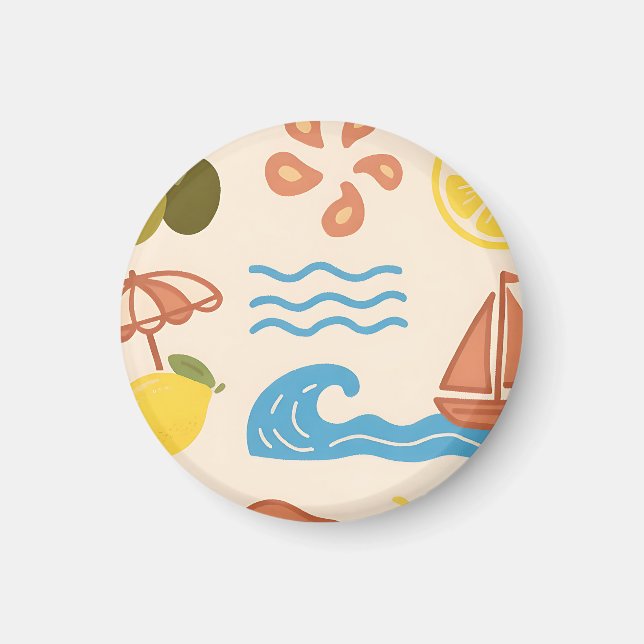 Imã Doodle de Limão de Praia Vibrações Alegres de Verã (Frente)
