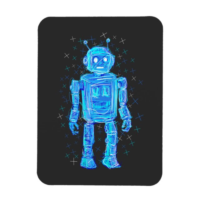 Ímã Doodle de robot: El encanto retrofuturista de un a (Vertical)