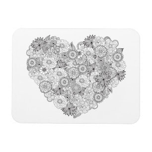 Ímã Doodle floral do coração