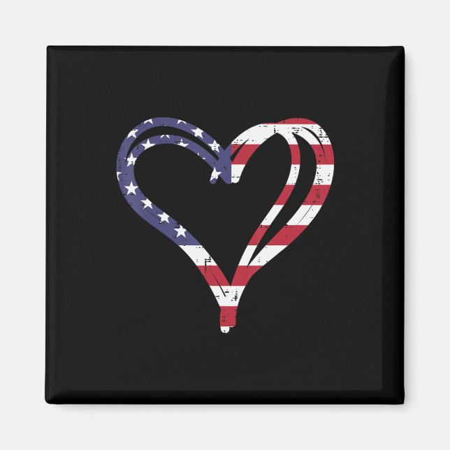Imã Doodle Heart American Flag Memorial Day 4th Of (Frente)