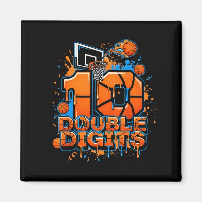 Imã Double Digits Birthday 10 Year Old Boy Basketball  (Frente)