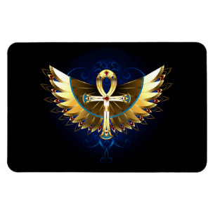 Ímã Dourada Ankh com Asas