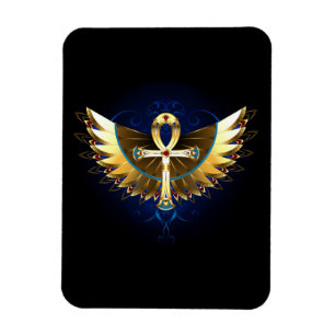 Ímã Dourada Ankh com Asas