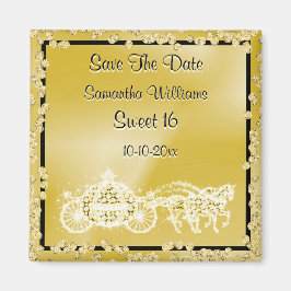 Imã Dourada Princesa Treinadora e Cavalos Salvar Data 