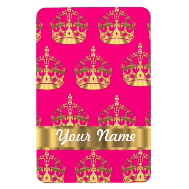 Ímã Douradas coroas em rosa quente (Vertical)