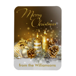 Ímã Douradas velas Feliz Feriado de Natal