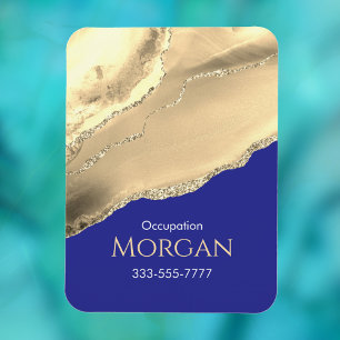 Ímã Dourado Agate & Glitter, Promova sua empresa, Azul